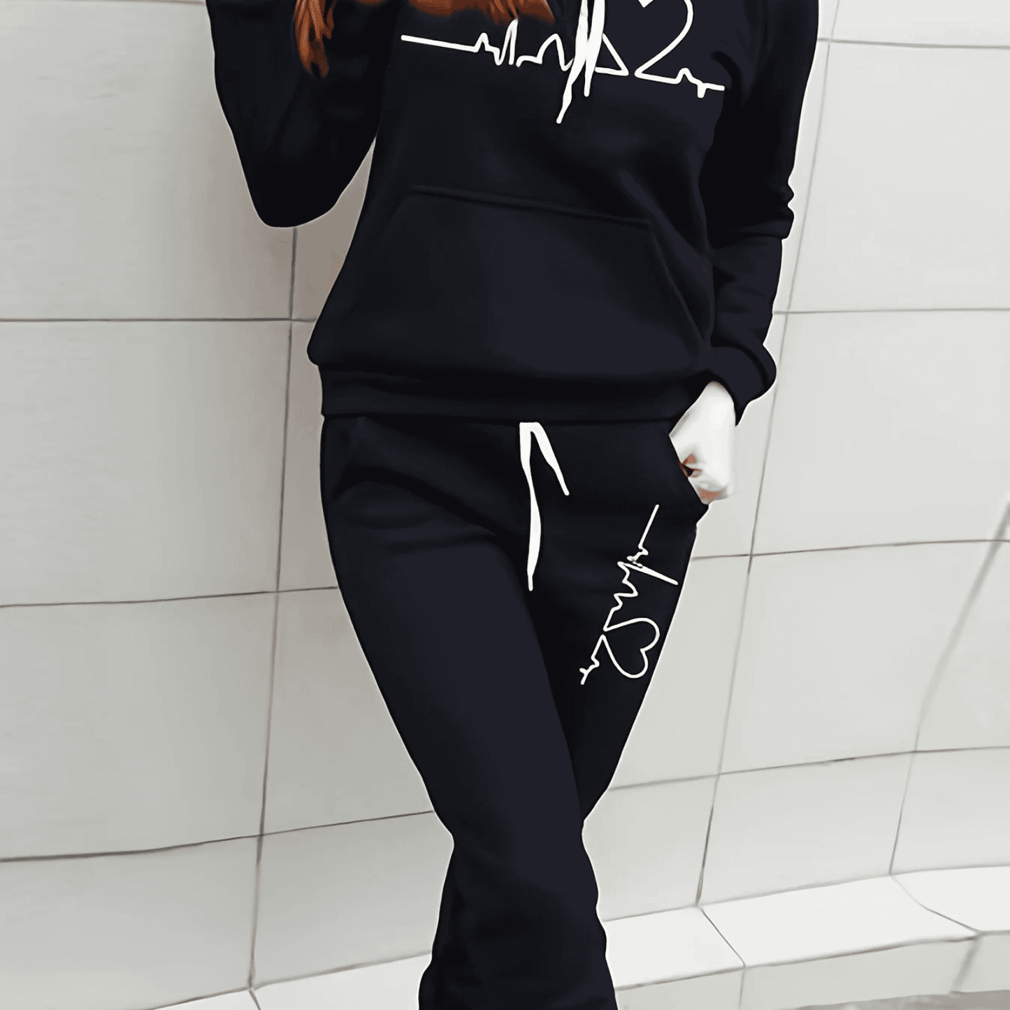 Petra | Damen Lässiges Hoodie Set mit Love Print