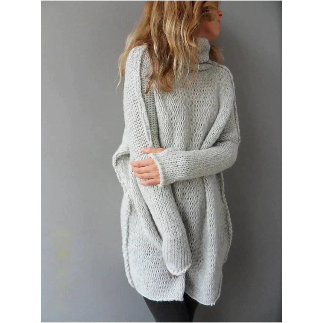 Helga | Damen Oversize Rollkragenpullover mit Seitenschlitzen