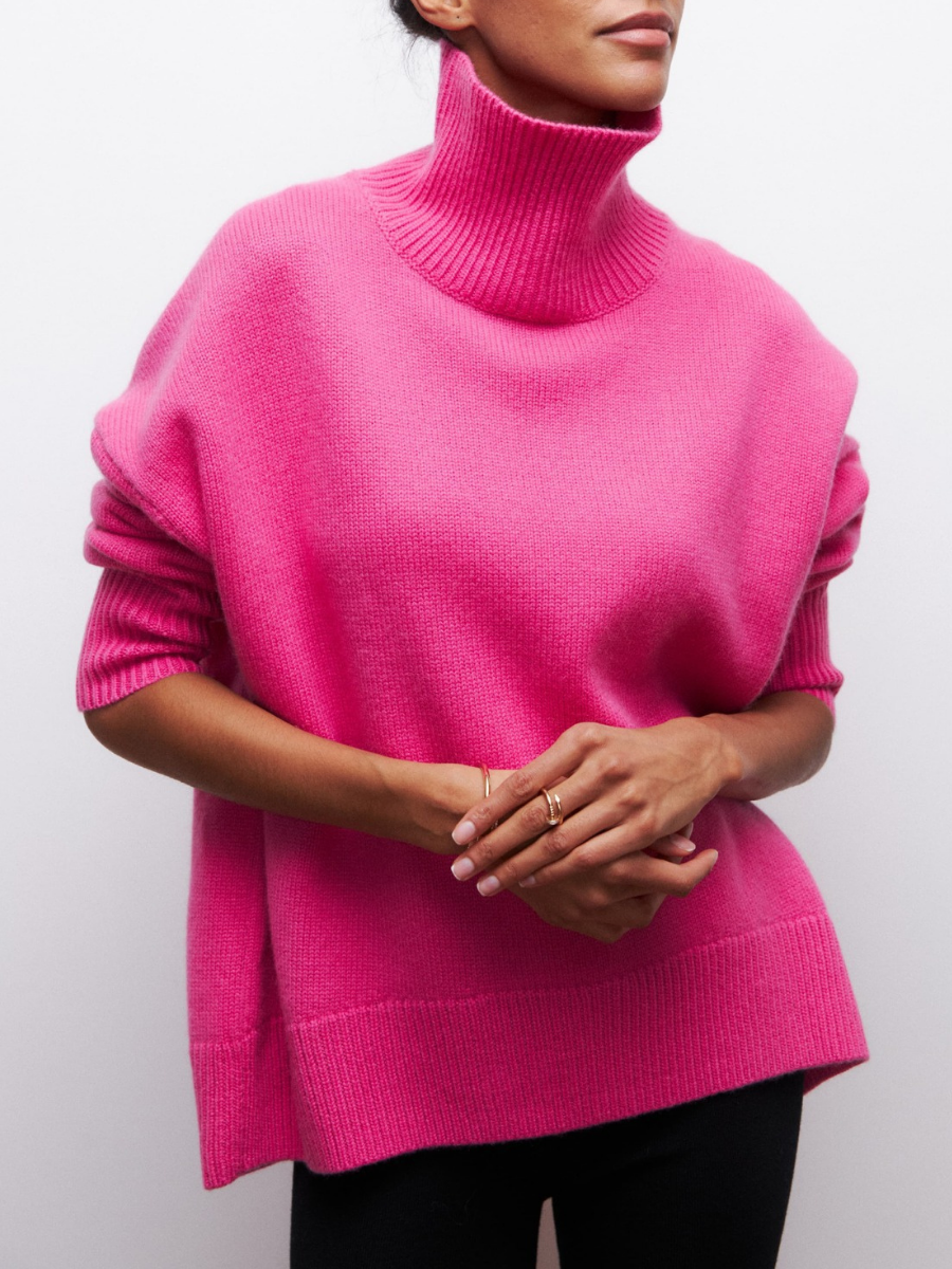Emma | Damen Oversize Rollkragen Winter Strickpullover