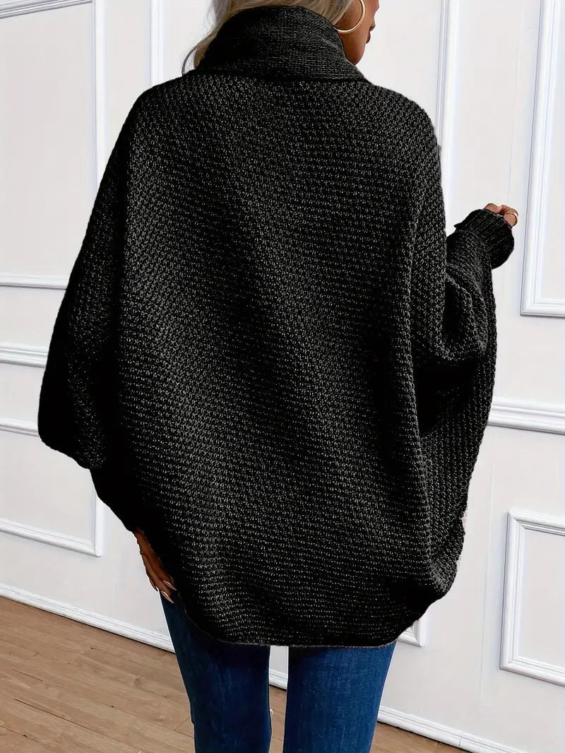 Andrea | Damen Winter-Cardigan mit Rippärmeln