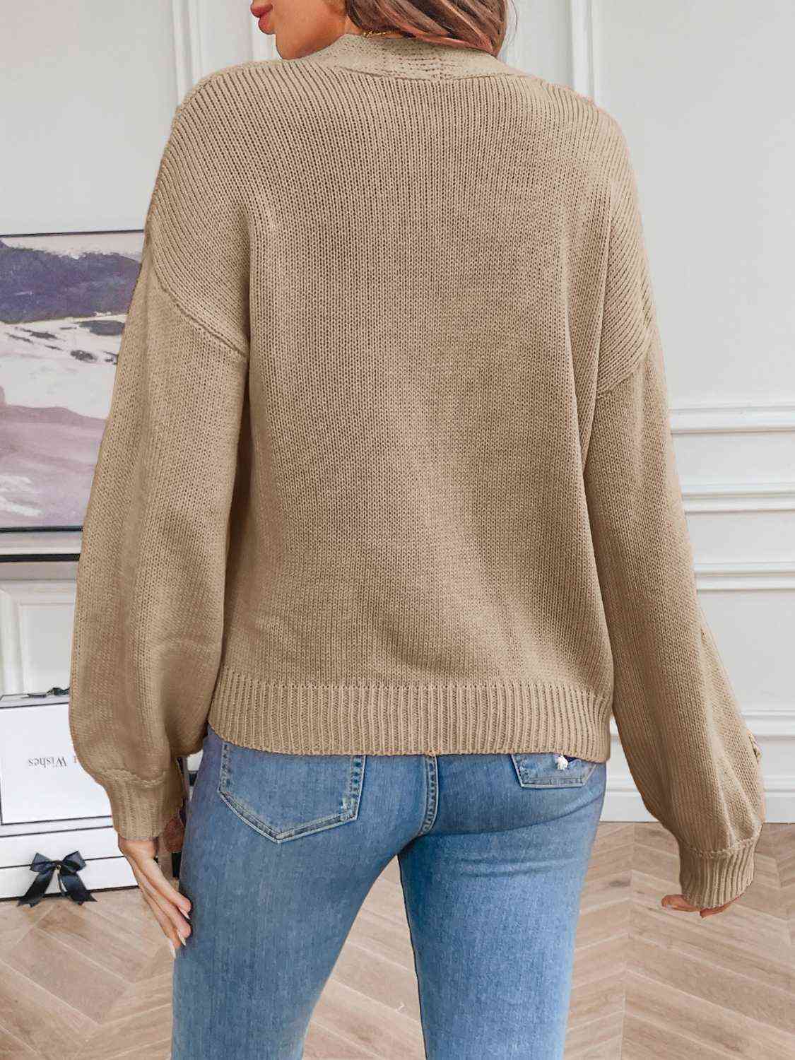 Michaela | Damen Winter-Cardigan mit Blumenstickerei