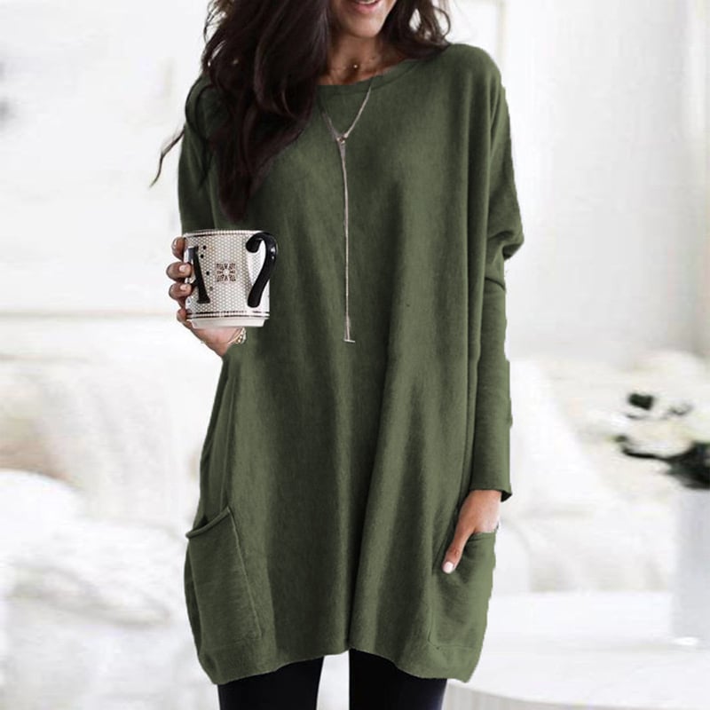 Stefanie | Bequemer Langer Pullover mit Taschen