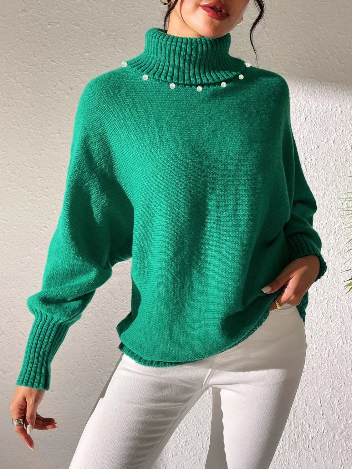 Maja | Damen Winterpullover mit Perlendetails