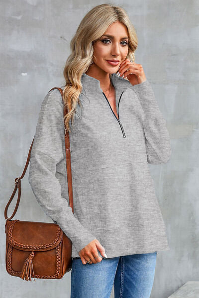 Claudia | Damen Winterstrickpullover mit Reißverschluss und langen Ärmeln