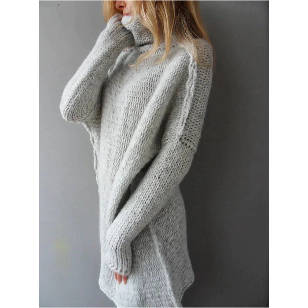 Helga | Damen Oversize Rollkragenpullover mit Seitenschlitzen