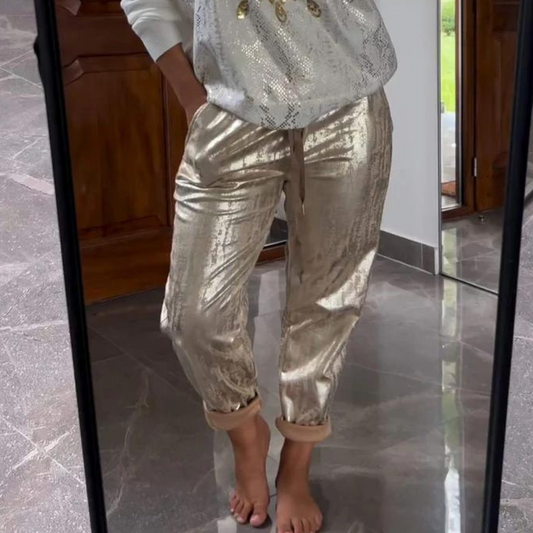 Anja | Damen Trendy Top und Hose mit Augenprint