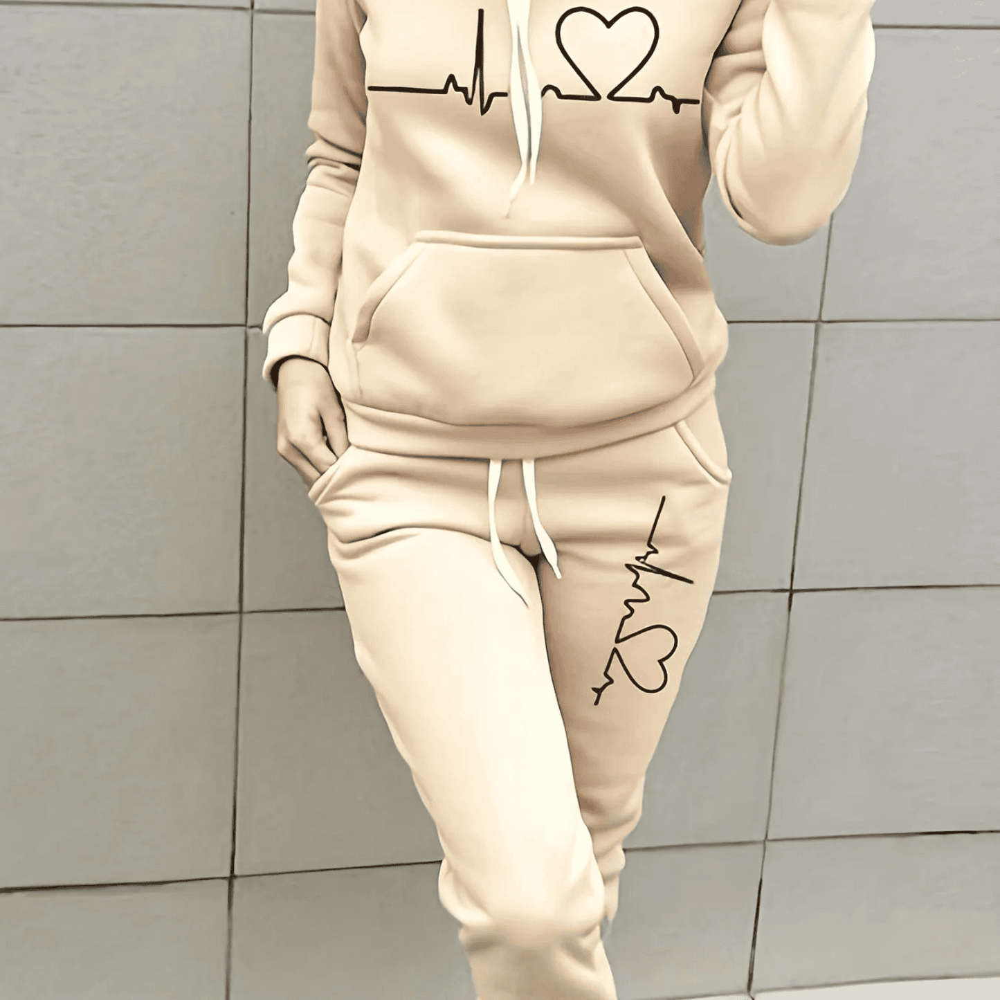 Petra | Damen Lässiges Hoodie Set mit Love Print