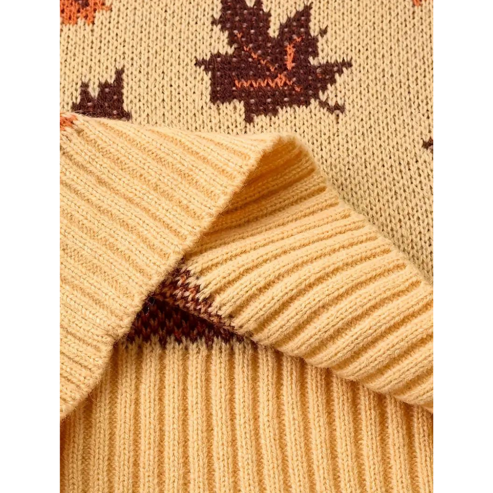 Jacqueline | Damen Winterpullover mit Blattmuster