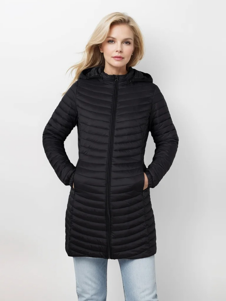 Franziska | Damen Winter-Steppmantel mit Kapuze und Reißverschluss