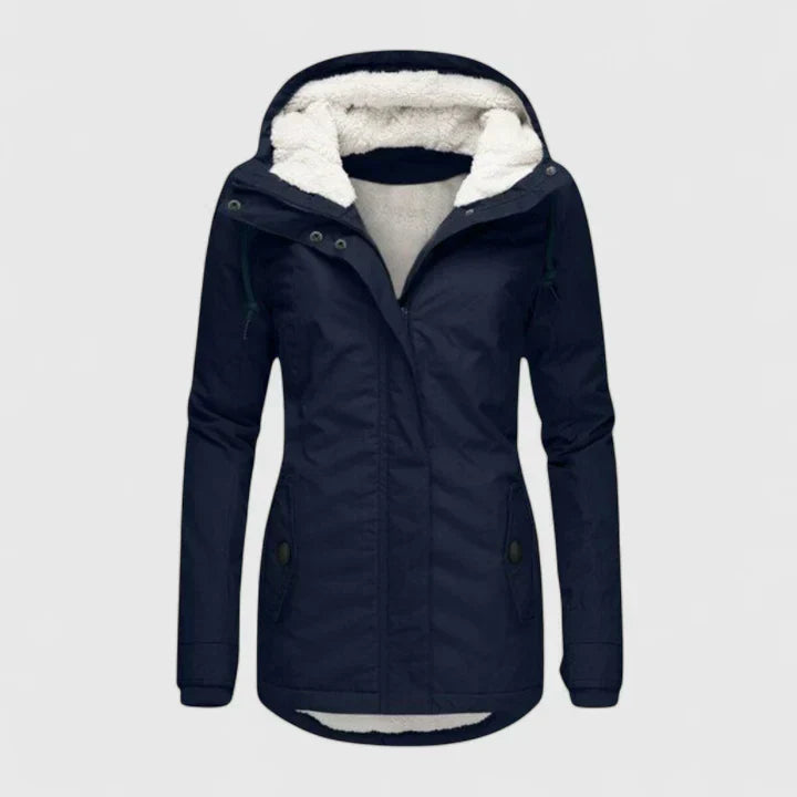 Julia | Damen Winter Parka Jacke mit Fleece-Futter und Kapuze