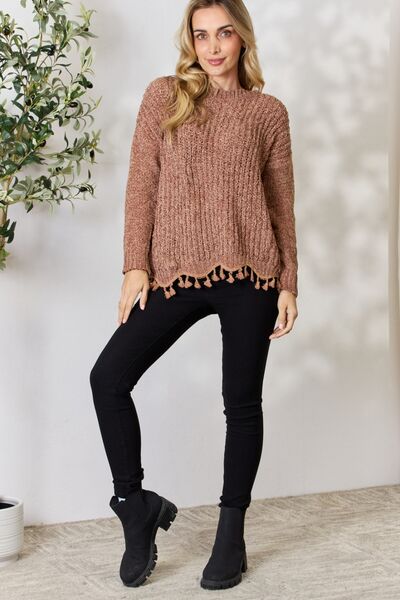 Doris | Damen Winterpullover mit Fransenabschluss