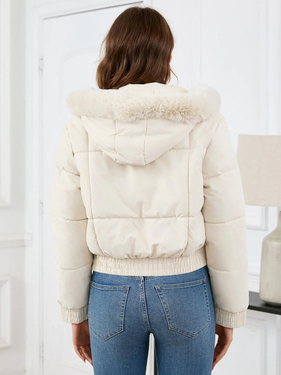 Anja | Damen Winter-Pufferjacke mit Kunstfellkapuze