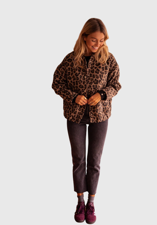 Hanna | Damen Winterjacke mit Leopardenmuster