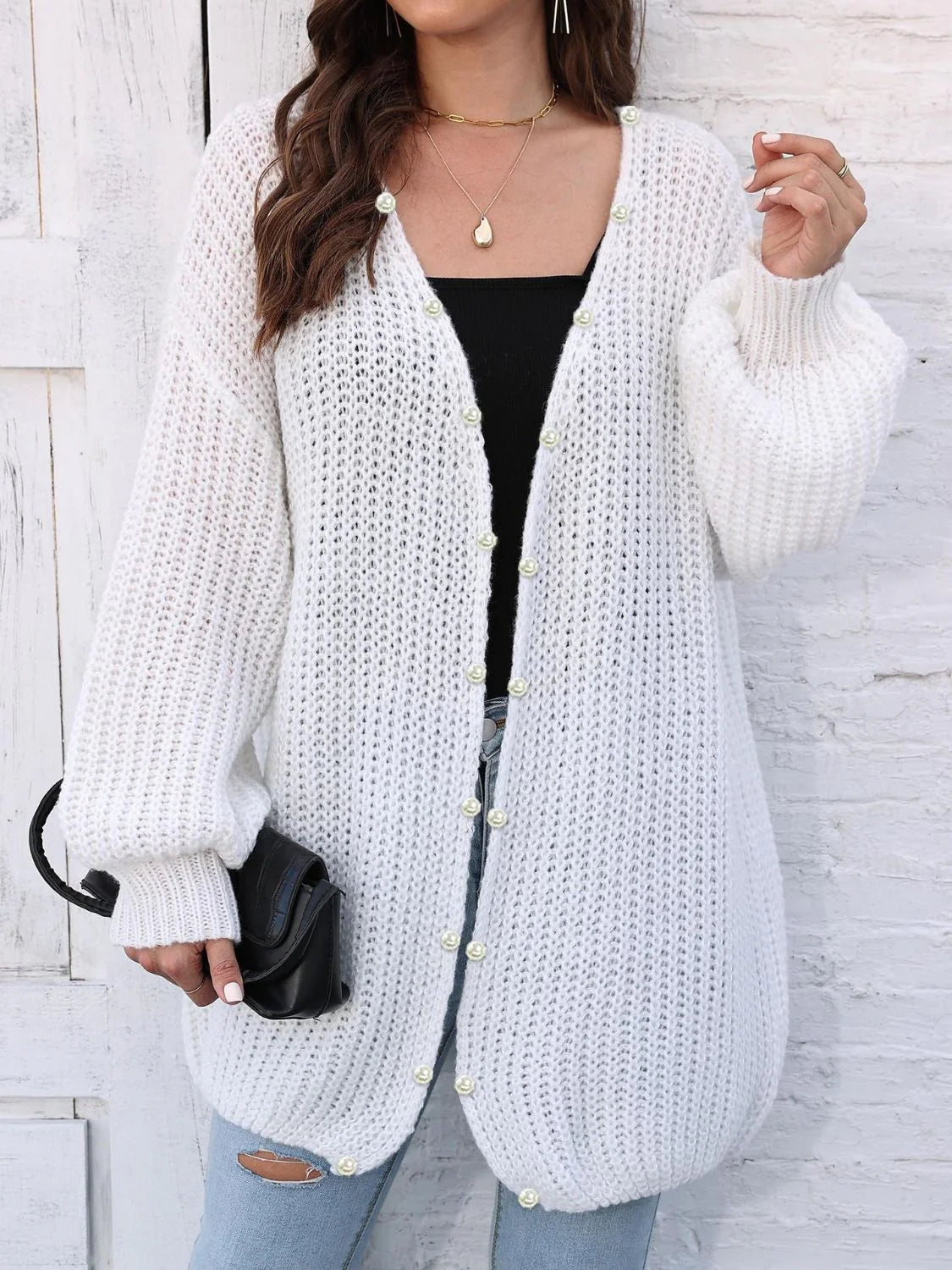 Lilian | Eleganter Damen-Cardigan mit Perlenknöpfen