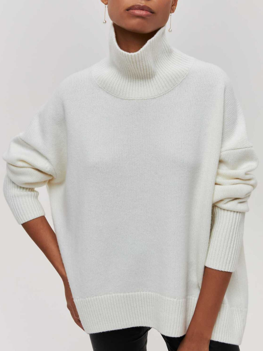 Emma | Damen Oversize Rollkragen Winter Strickpullover