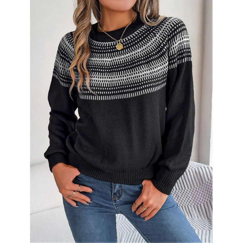 Anna | Damen Winterpullover mit gemustertem Ausschnitt
