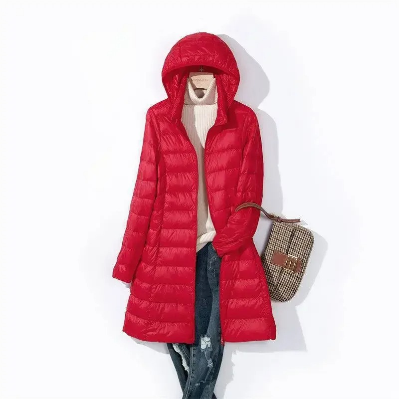 Hanna | Damen Winter-Steppmantel Lang mit Kapuze