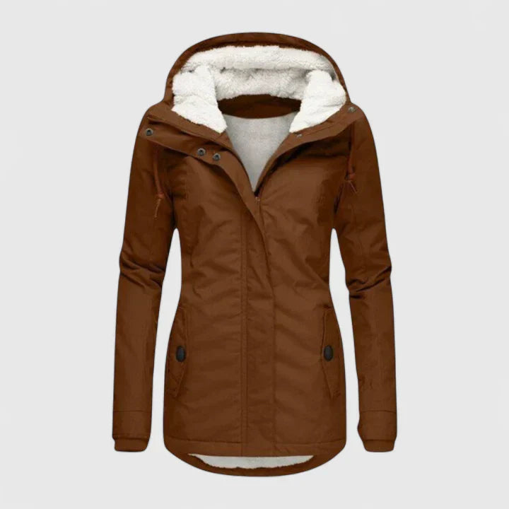 Julia | Damen Winter Parka Jacke mit Fleece-Futter und Kapuze