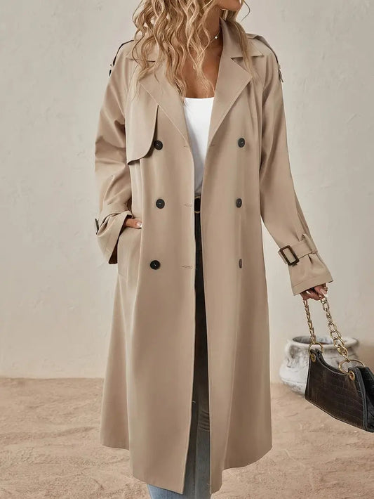 Leonie | Stylischer Langer Trenchcoat Knöpfen