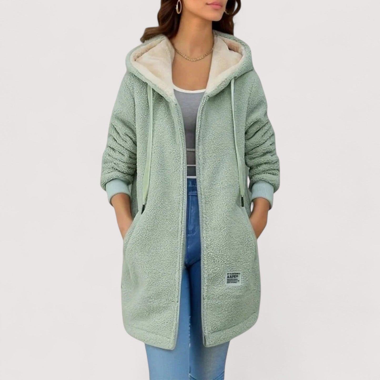 Ella | Damen Winter Fleecejacke mit Kapuze