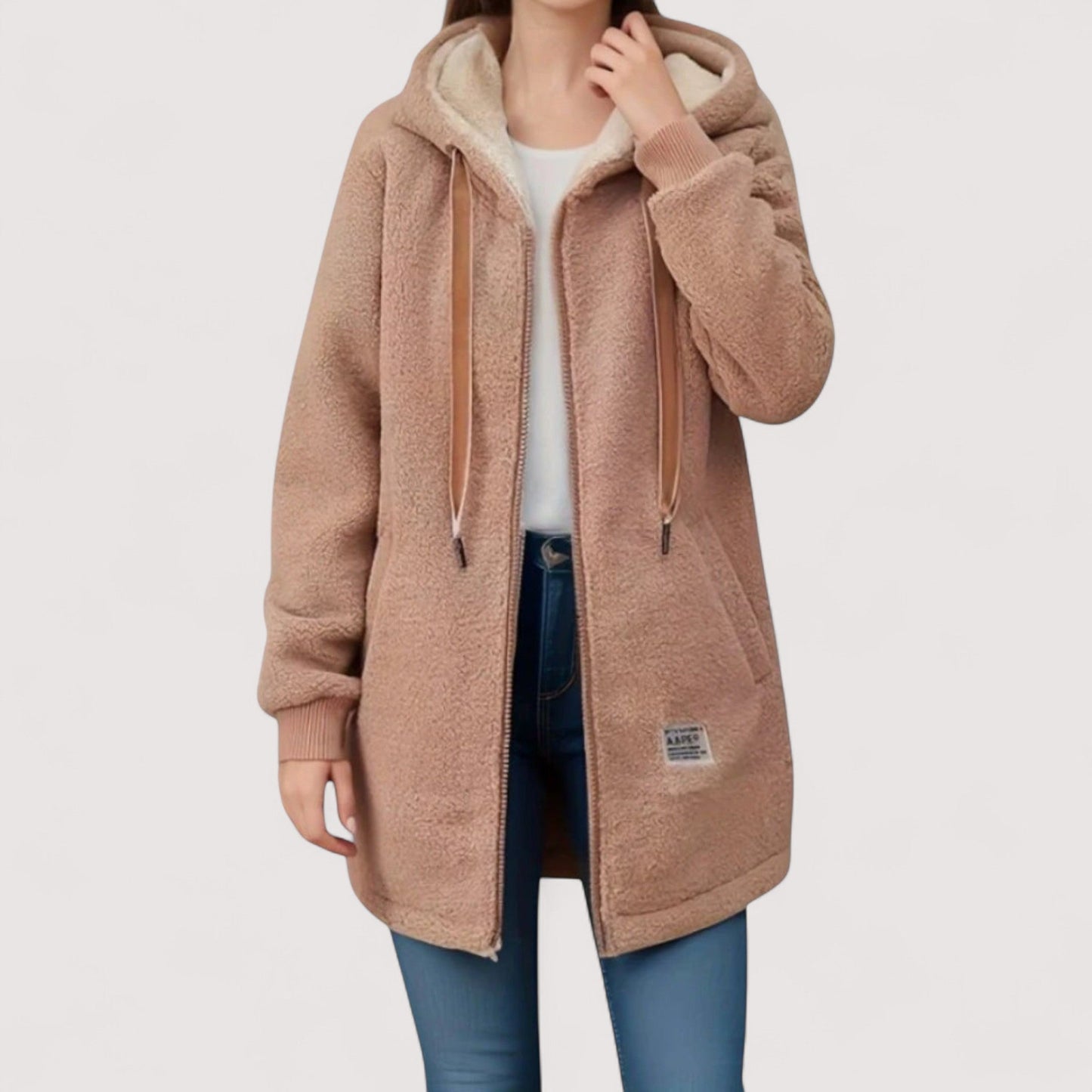 Ella | Damen Winter Fleecejacke mit Kapuze