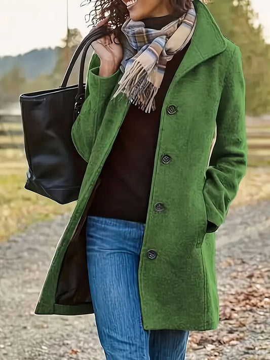 Eva | Damen Wintermantel aus Wolle mit Knopfverschluss