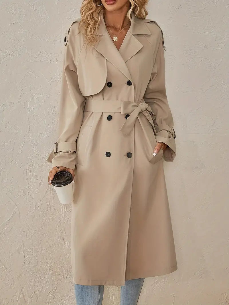 Leonie | Stylischer Langer Trenchcoat Knöpfen