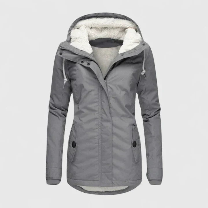 Julia | Damen Winter Parka Jacke mit Fleece-Futter und Kapuze