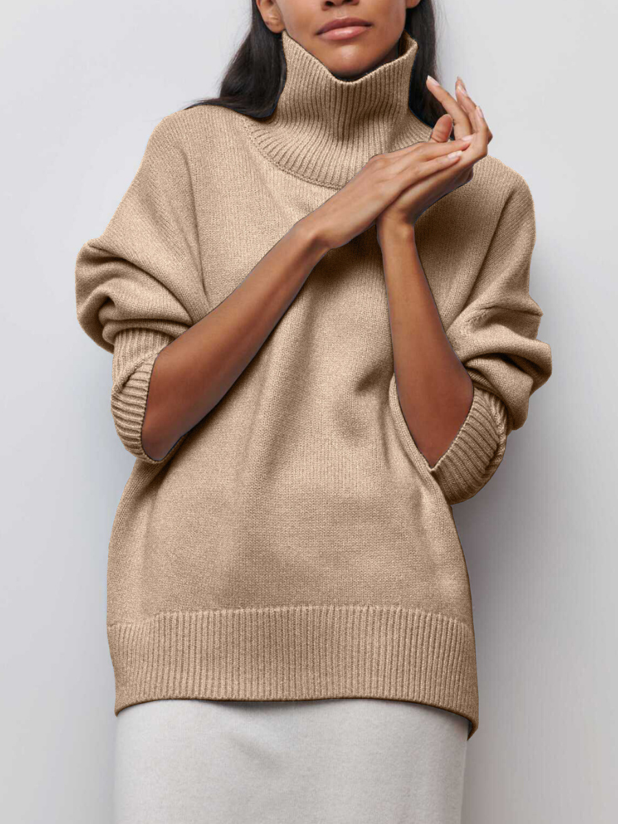 Emma | Damen Oversize Rollkragen Winter Strickpullover