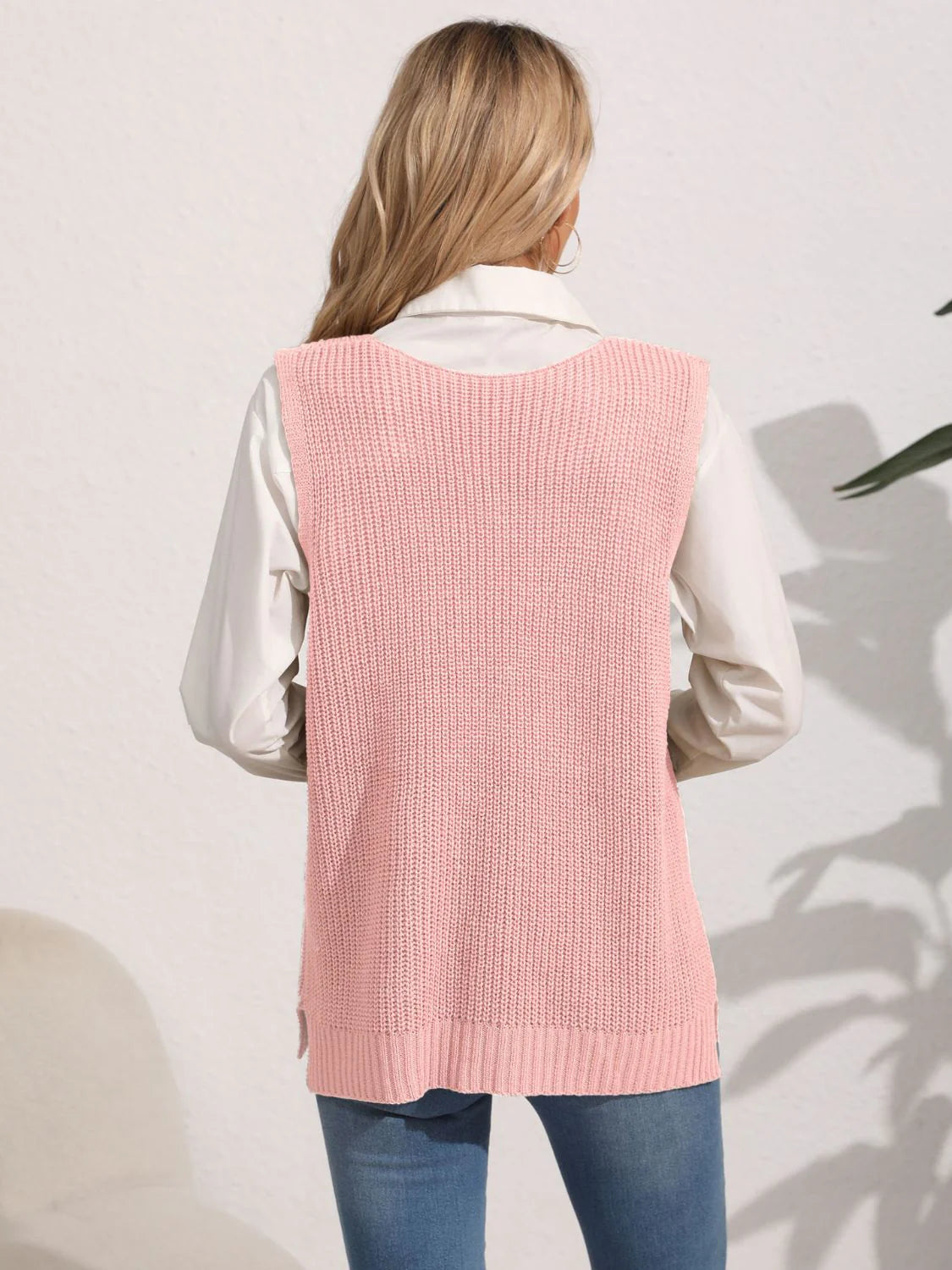 Kathrin | Damen Winter-Pulloverweste mit Perlendetails