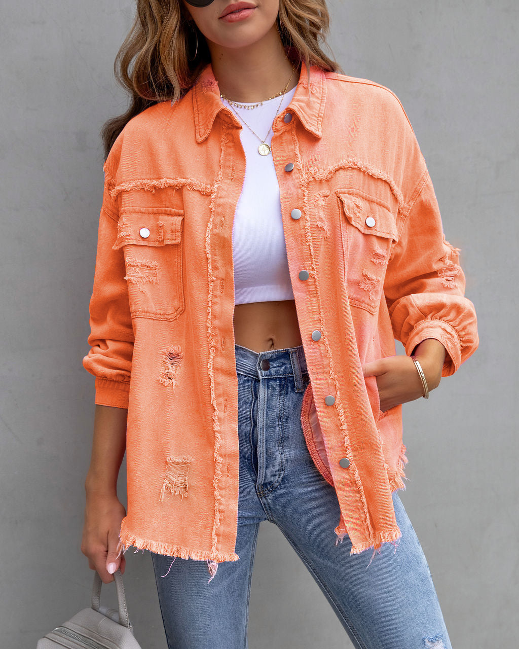 Pauline | Damen Winter Used-Jeansjacke