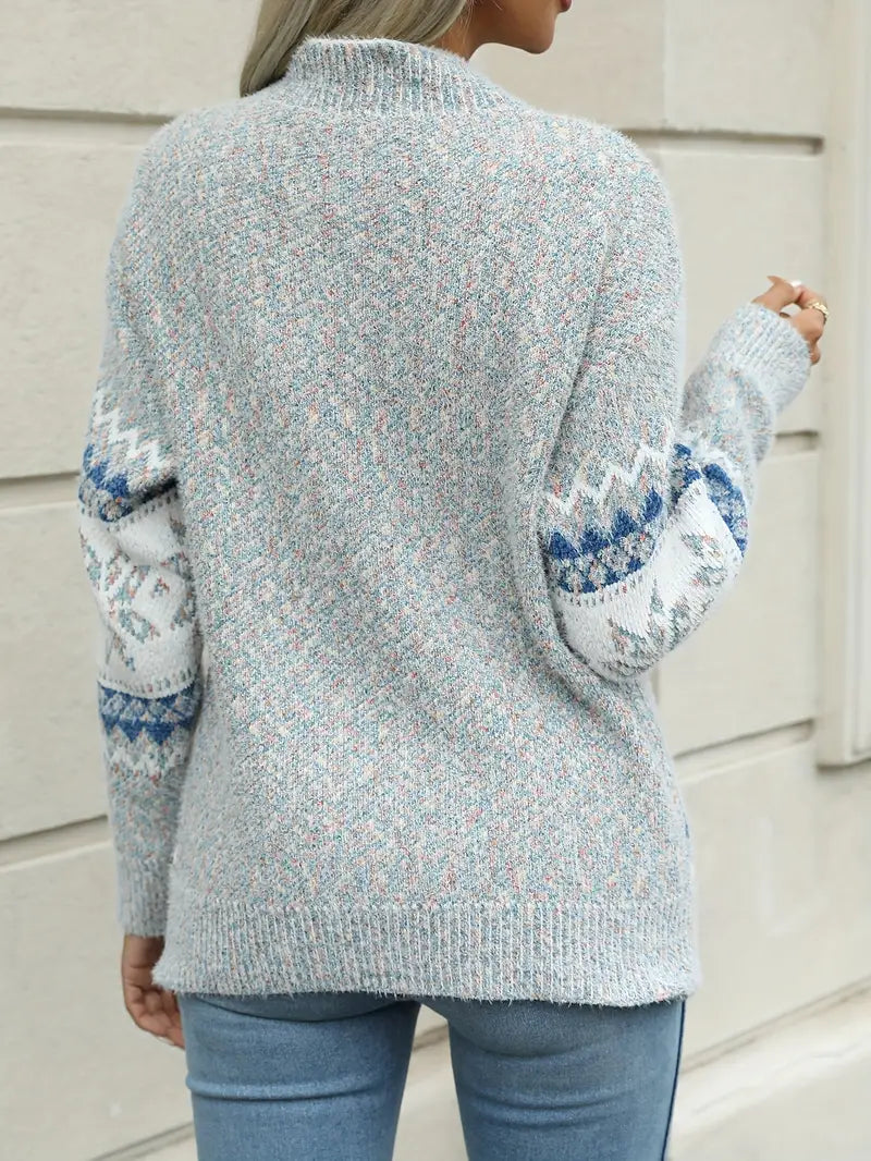 Angela | Damen Winter Schneeflocken Strickpullover