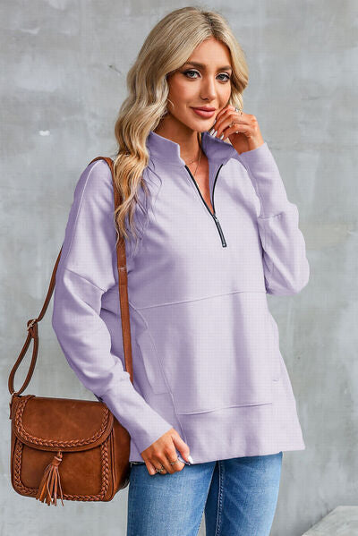 Claudia | Damen Winterstrickpullover mit Reißverschluss und langen Ärmeln