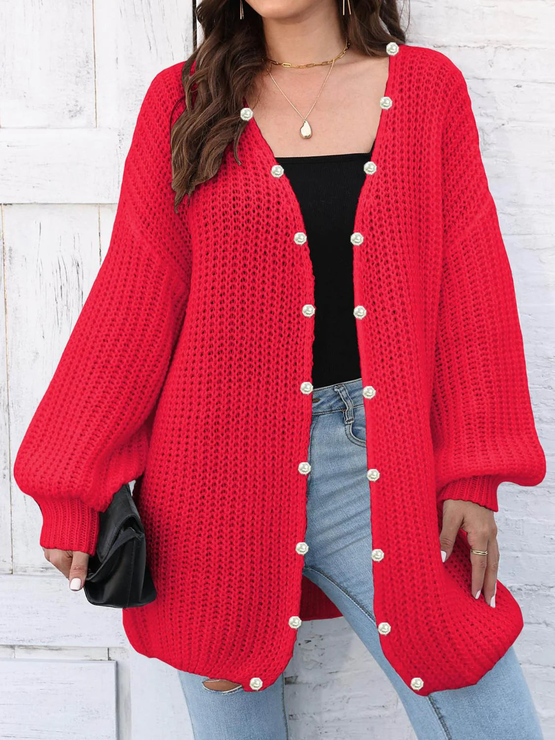 Lilian | Eleganter Damen-Cardigan mit Perlenknöpfen