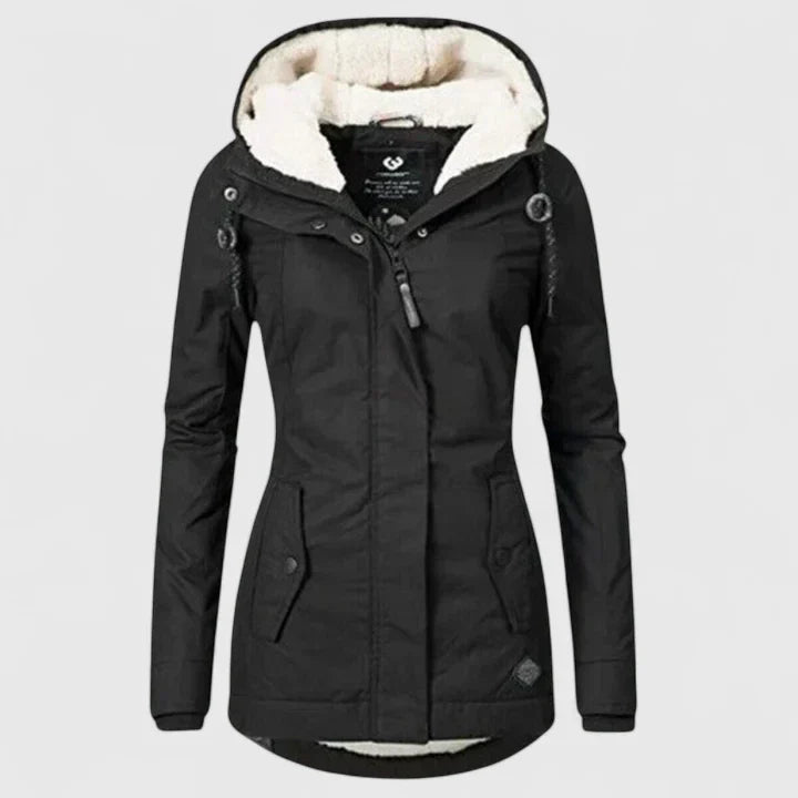 Julia | Damen Winter Parka Jacke mit Fleece-Futter und Kapuze