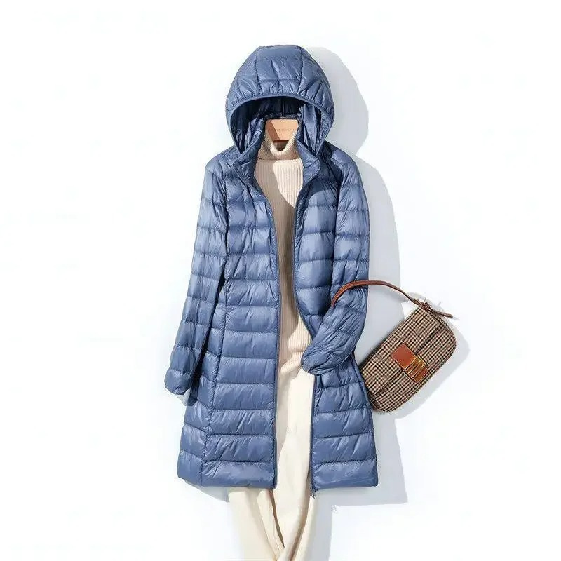 Hanna | Damen Winter-Steppmantel Lang mit Kapuze