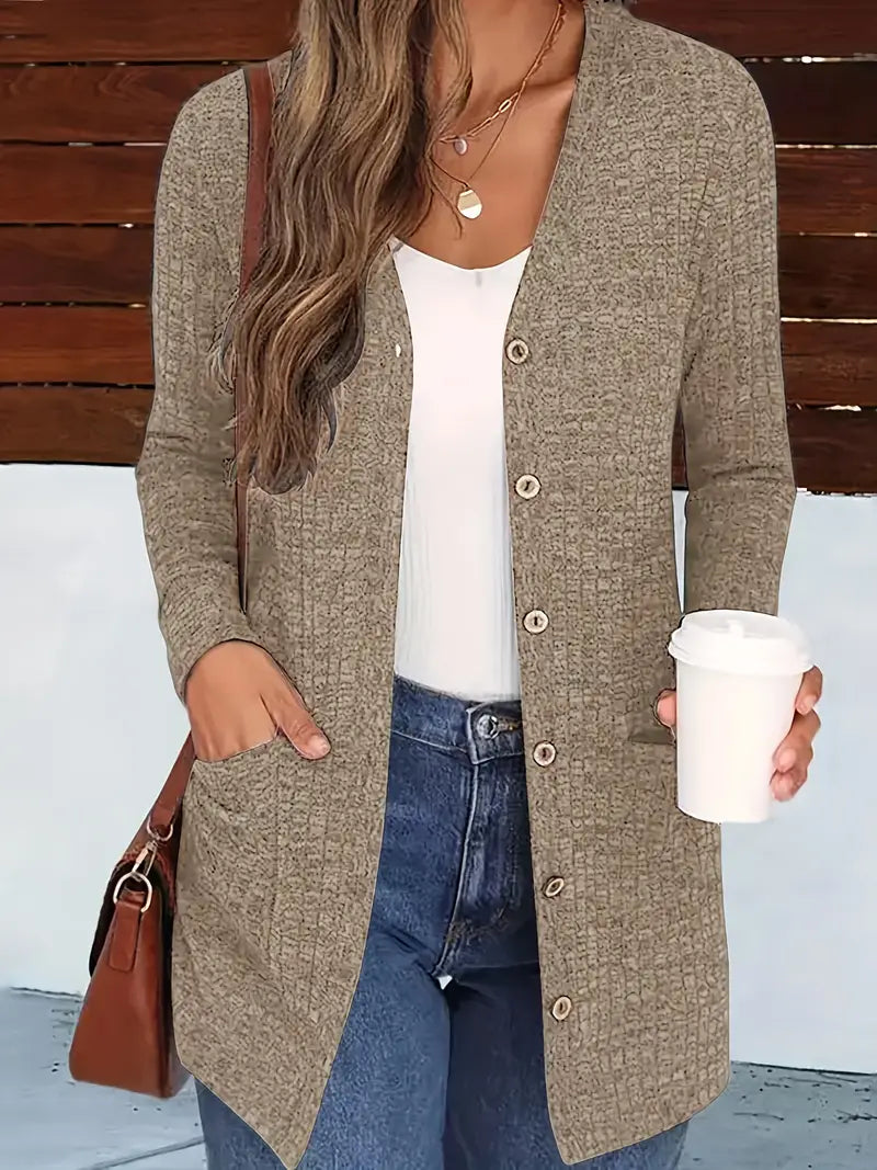 Greta | Damen Winterstrickjacke mit Knöpfen
