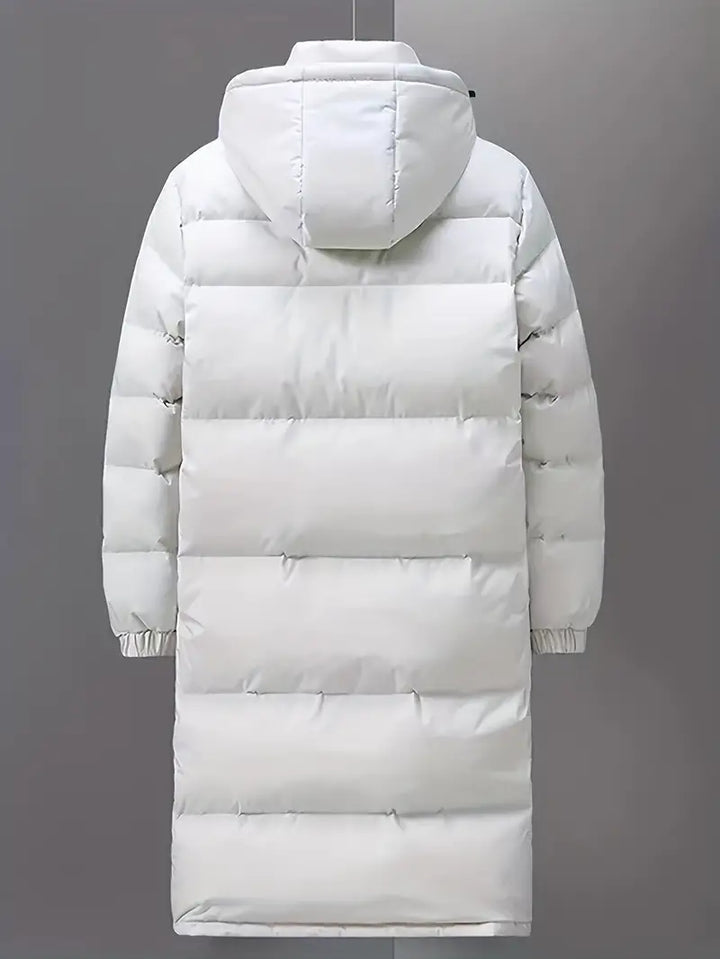 Angela | Damen Winter Langer Steppmantel mit Kapuze