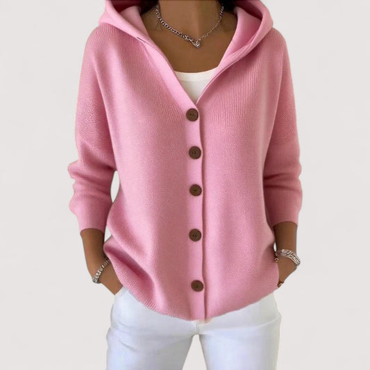 Sabrina | Damen Winter Cardigan mit Knöpfen und Kapuze