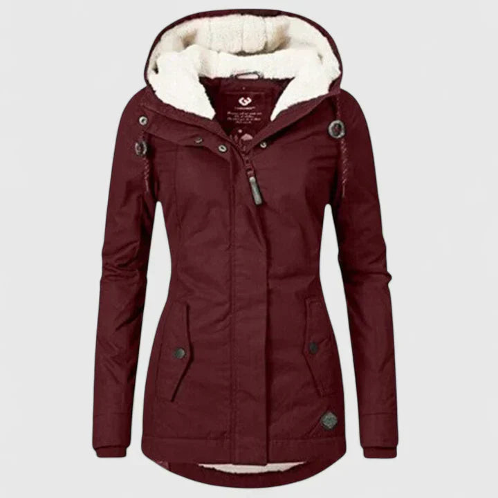 Julia | Damen Winter Parka Jacke mit Fleece-Futter und Kapuze