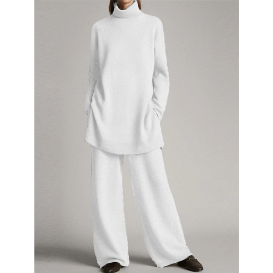 Lydia | Damen Strick Rollkragen Weite Hose Lounge Set