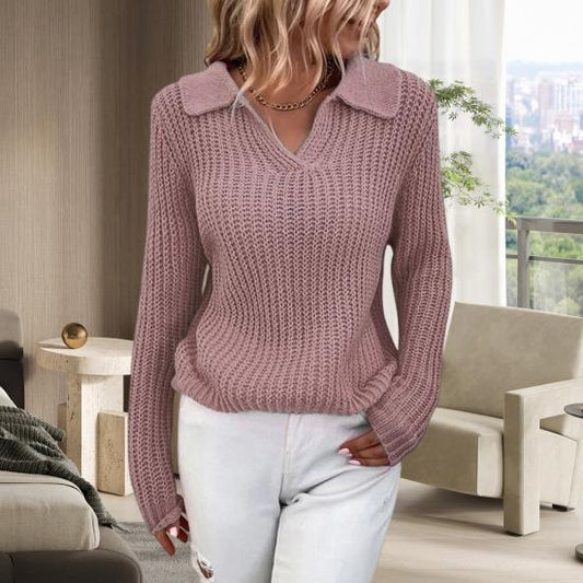 Frieda | Damen Winterpullover mit Kragen und Rippstrick