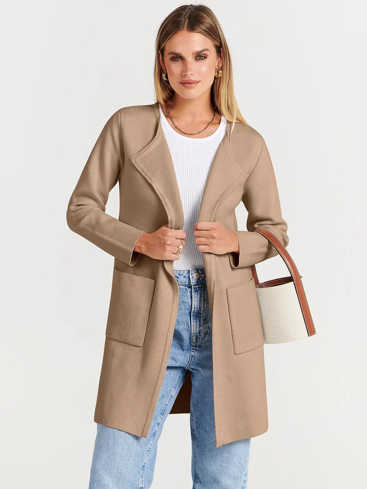 Bettina | Damen Kuschelige Winterstrickjacke mit Taschen