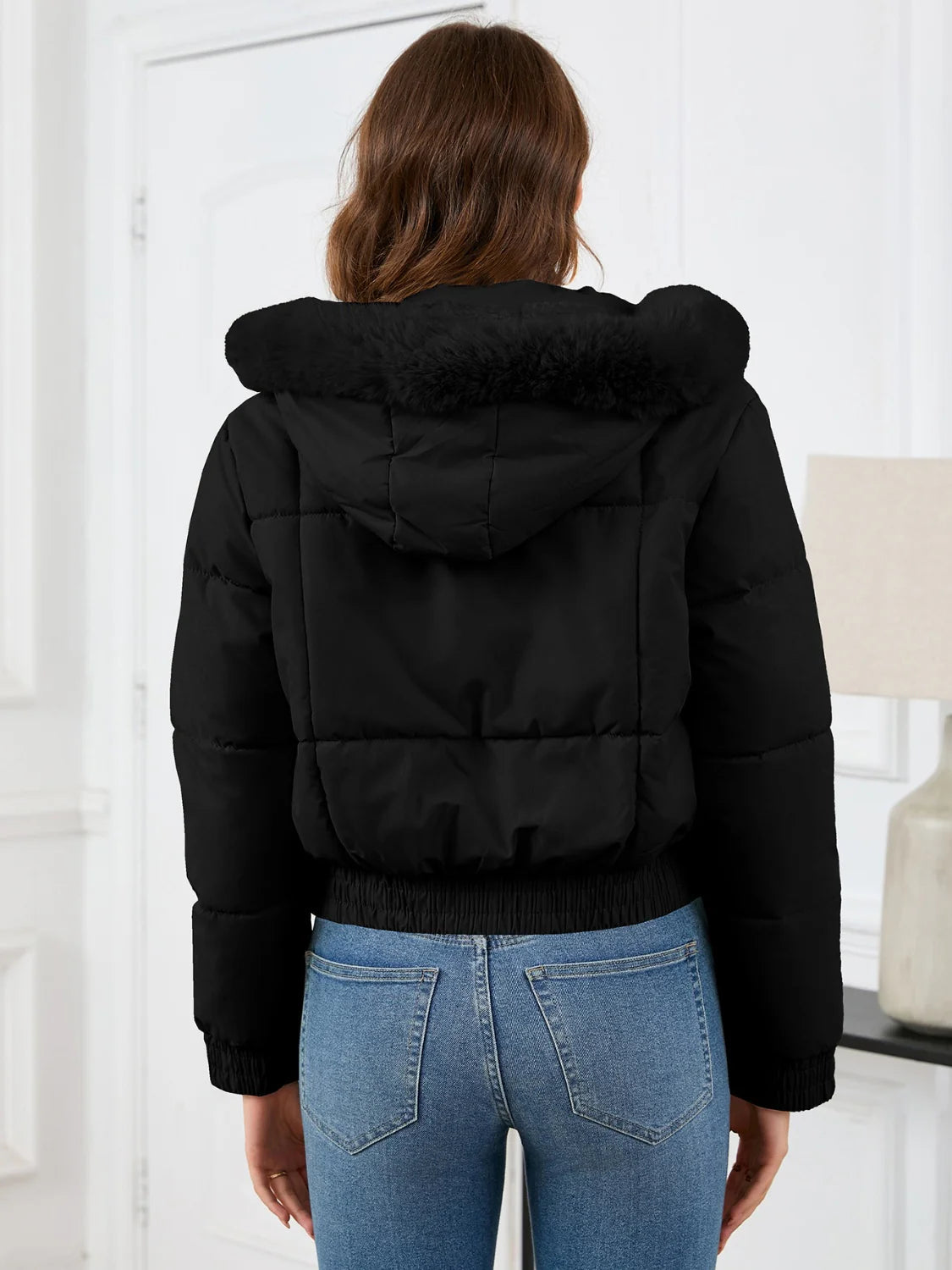 Anja | Damen Winter-Pufferjacke mit Kunstfellkapuze