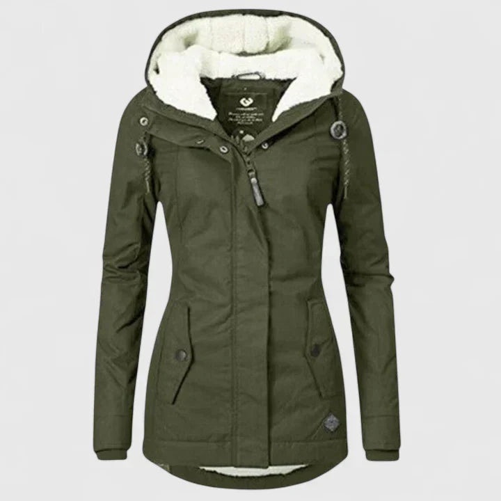 Julia | Damen Winter Parka Jacke mit Fleece-Futter und Kapuze