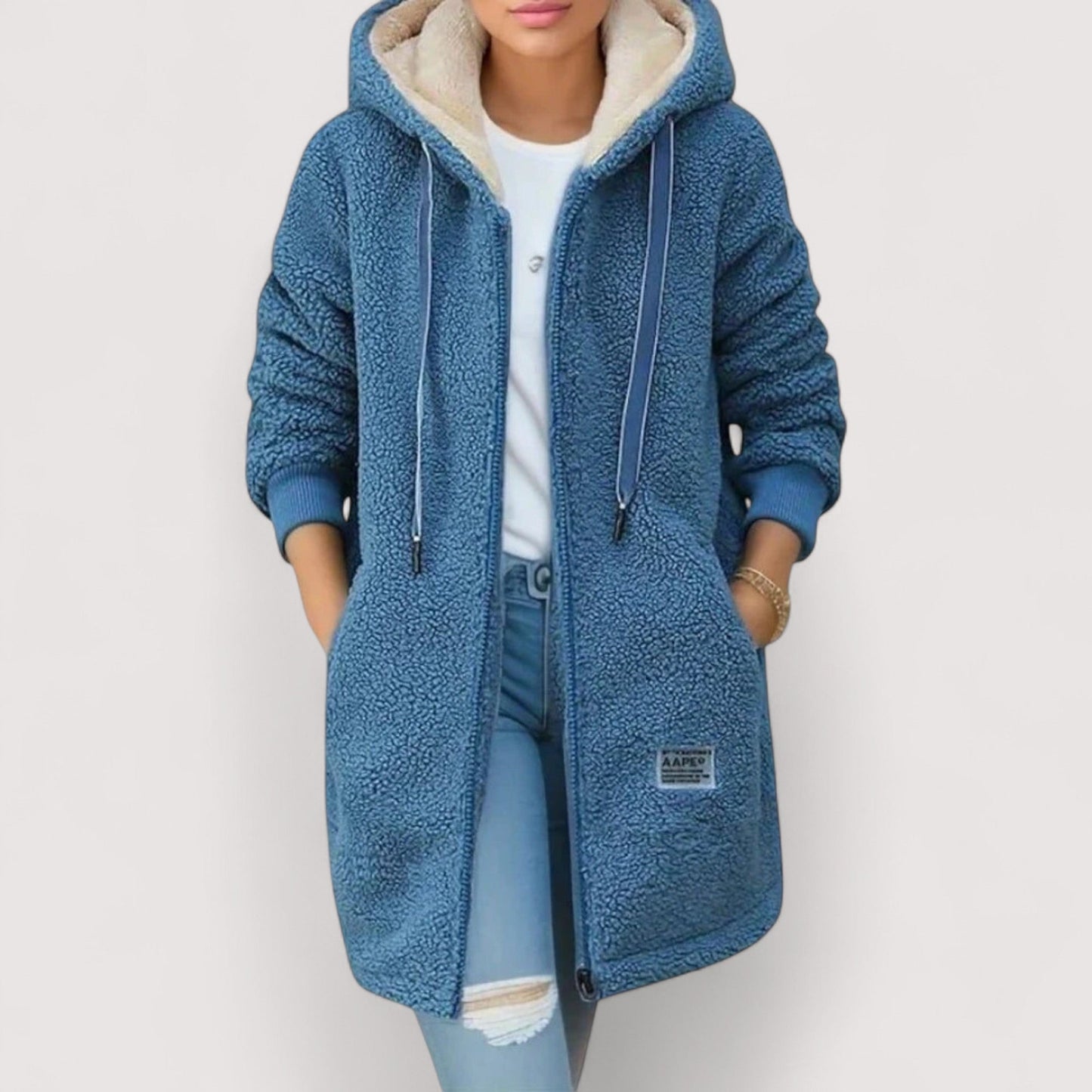 Ella | Damen Winter Fleecejacke mit Kapuze