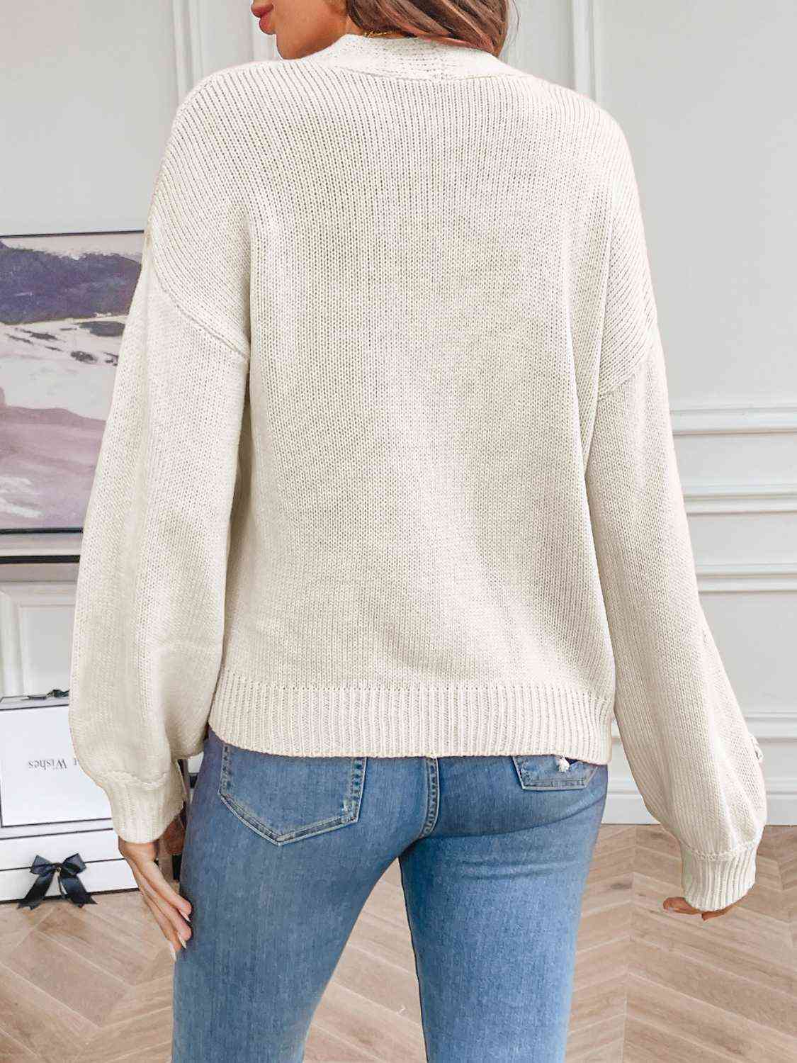 Michaela | Damen Winter-Cardigan mit Blumenstickerei