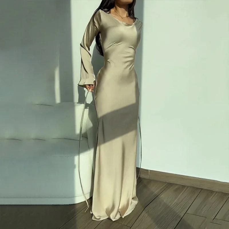 Daniela | Damen Winter Langarm Maxikleid