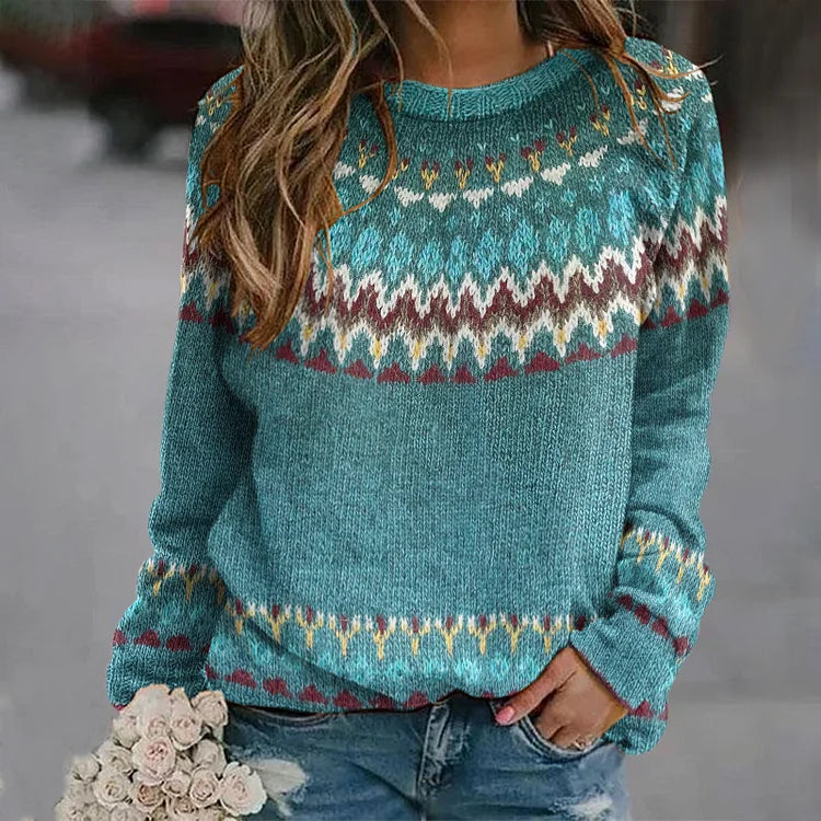 Andrea | Damen Winter Nordischer Strickpullover