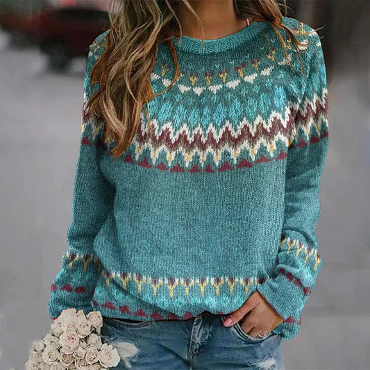 Andrea | Damen Winter Nordischer Strickpullover